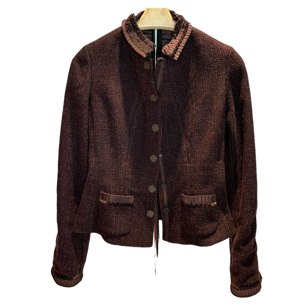 Elie Tahari Reversible Virgin Wool Cashmere Elderberry BRUNA Jacket Sm. - Picture 4 of 8